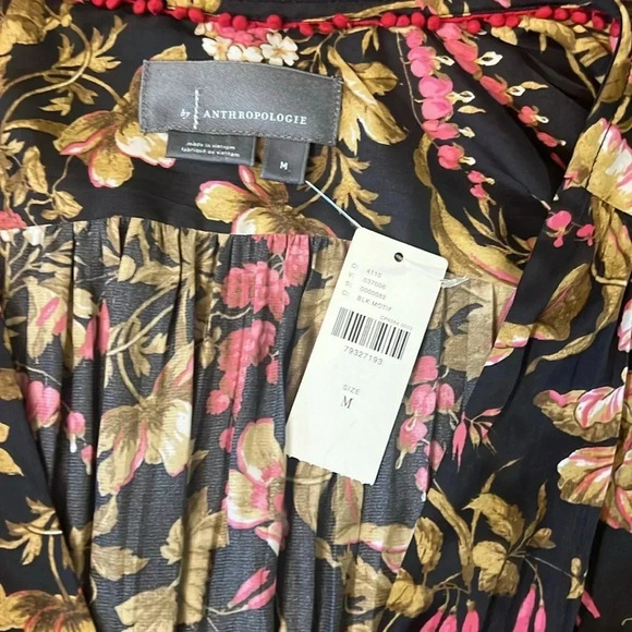 Anthropologie Floral V-Neck Blouse - Black and Brown - Picture 6 of 11